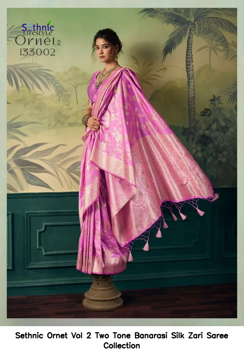 Sethnic Ornet Vol 2 Two Tone Banarasi Silk Zari Saree Collection - Image 5