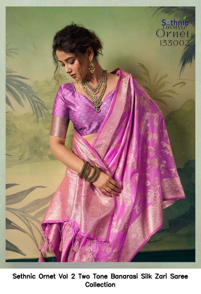 Sethnic Ornet Vol 2 Two Tone Banarasi Silk Zari Saree Collection - Image 7