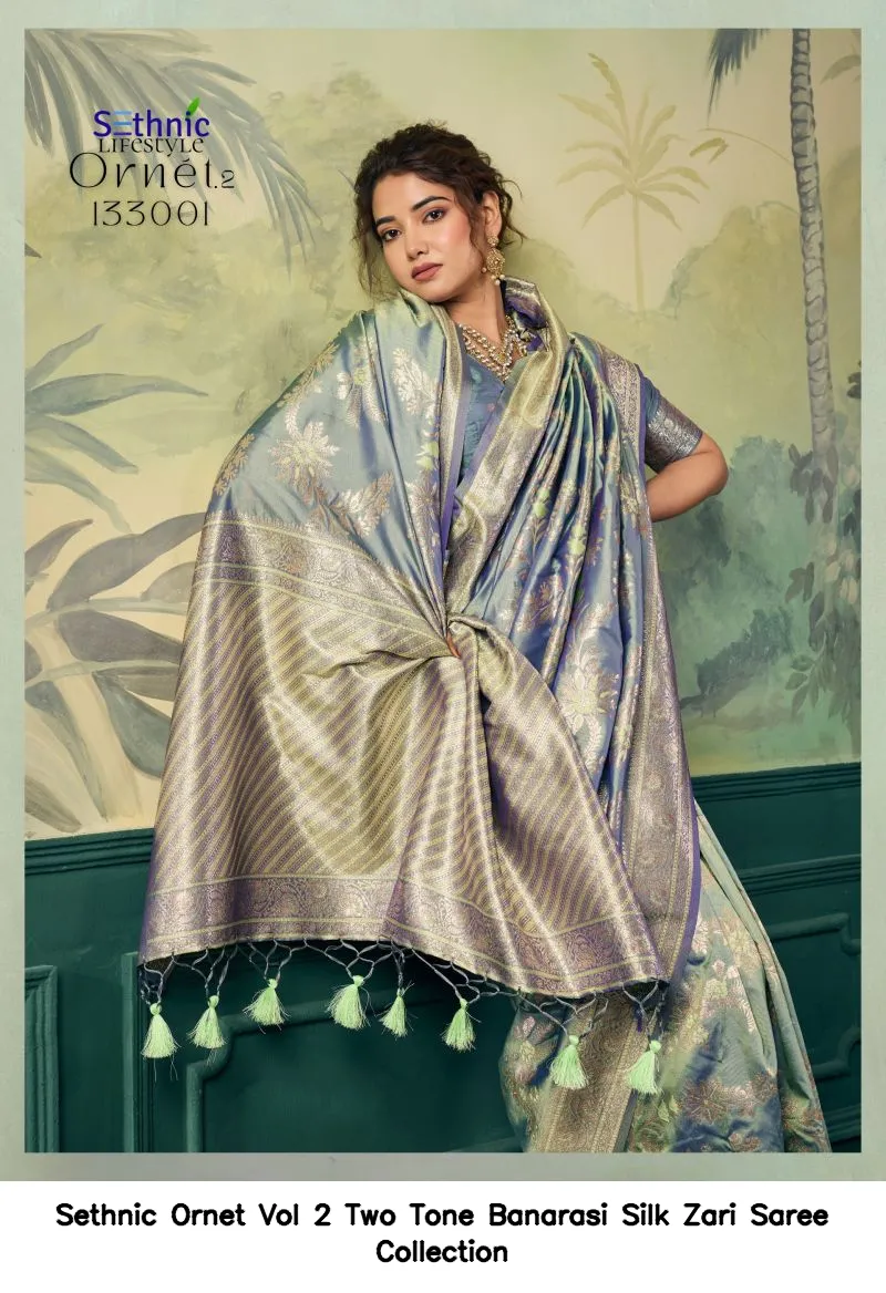 Sethnic Ornet Vol 2 Two Tone Banarasi Silk Zari Saree Collection - Image 8