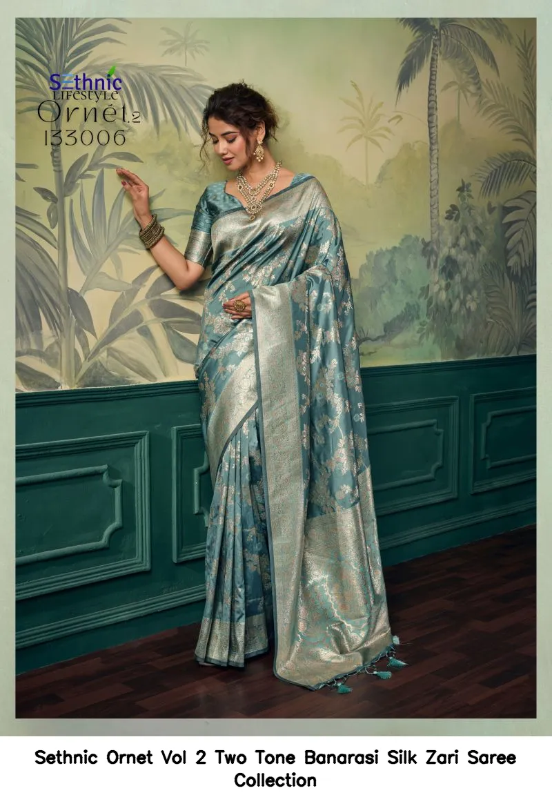Sethnic Ornet Vol 2 Two Tone Banarasi Silk Zari Saree Collection - Image 9