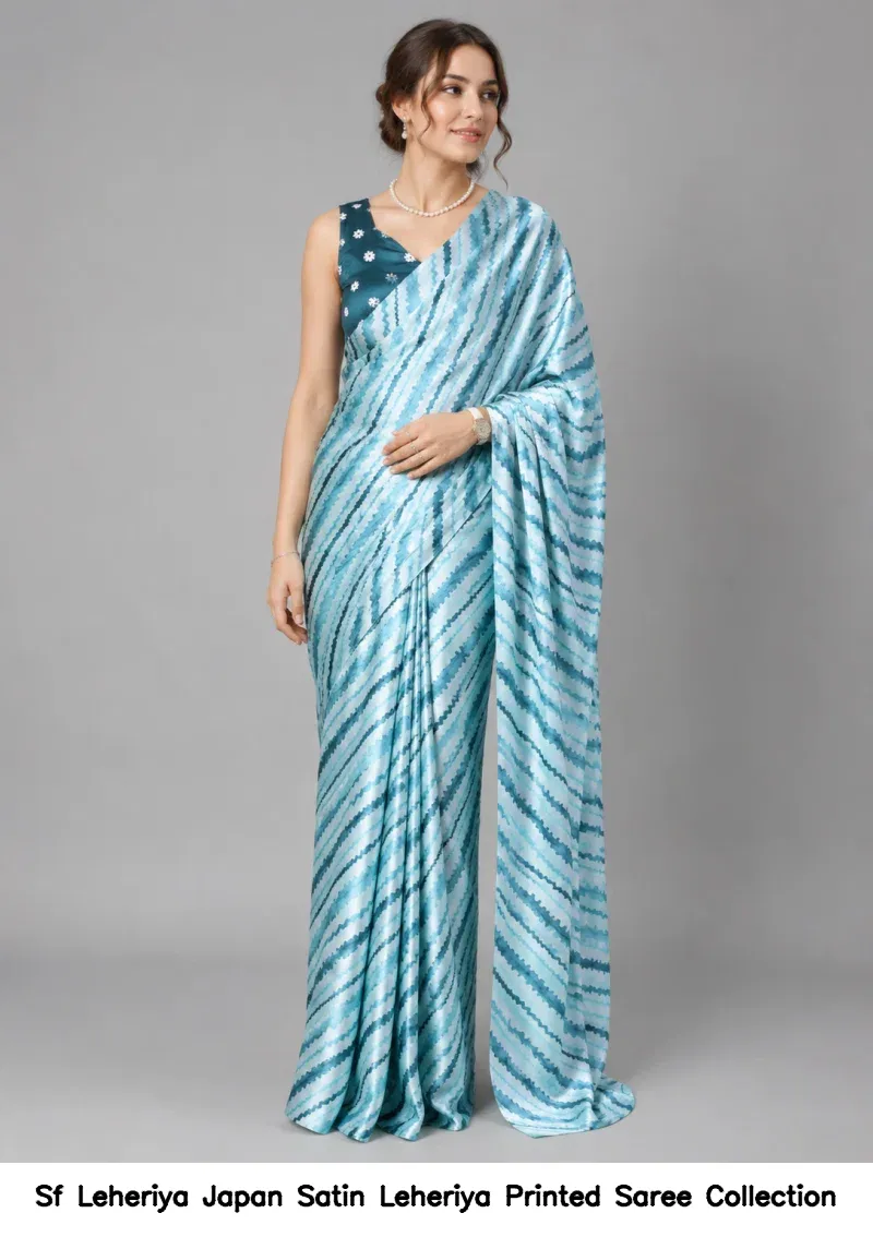 Sf Leheriya Japan Satin Leheriya Printed Saree Collection - Image 3