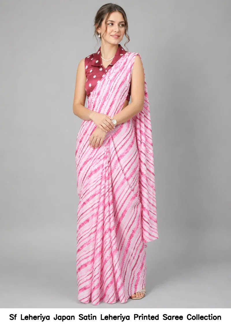 Sf Leheriya Japan Satin Leheriya Printed Saree Collection - Image 5