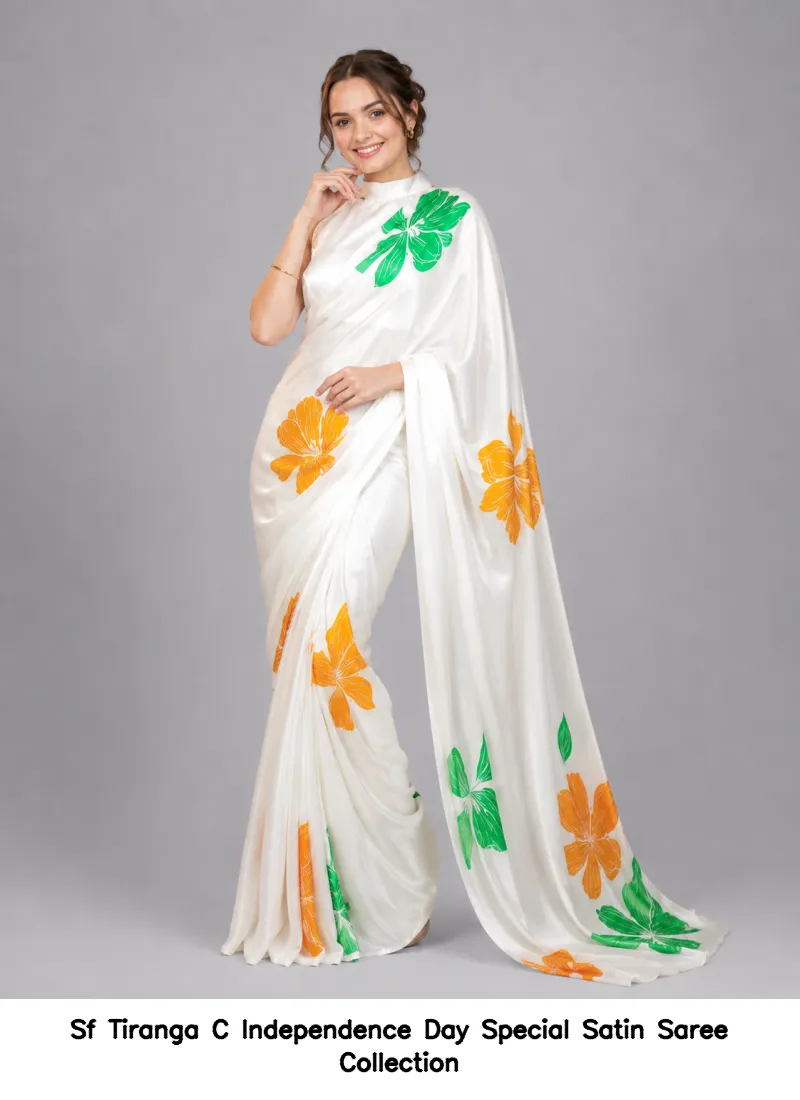 Sf Tiranga C Independence Day Special Satin Saree Collection - Image 2