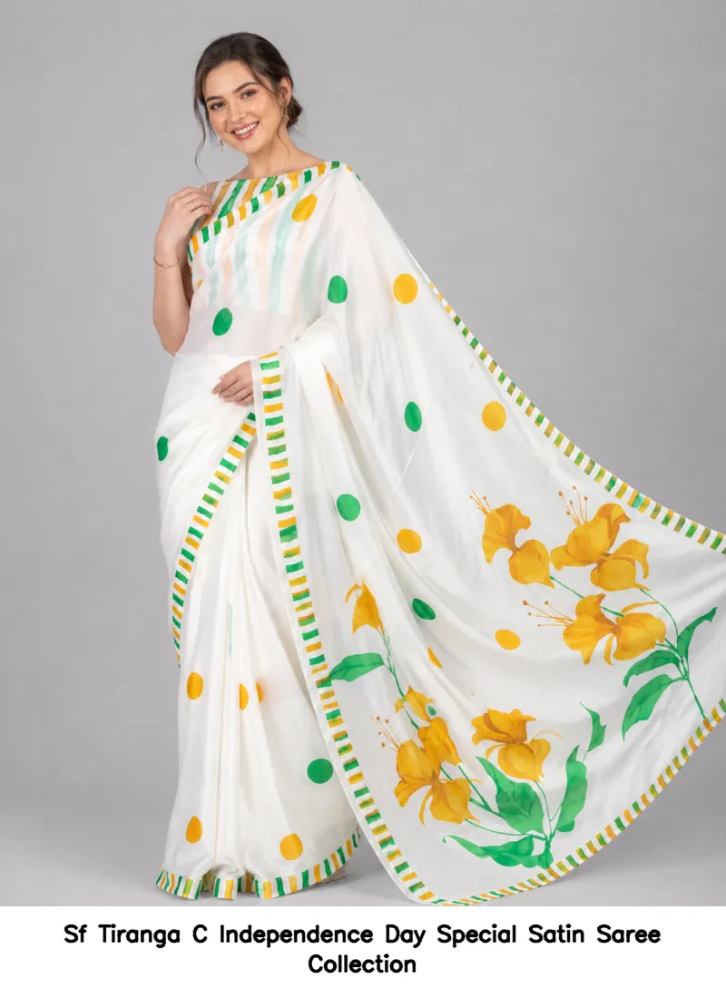 Sf Tiranga C Independence Day Special Satin Saree Collection - Image 3