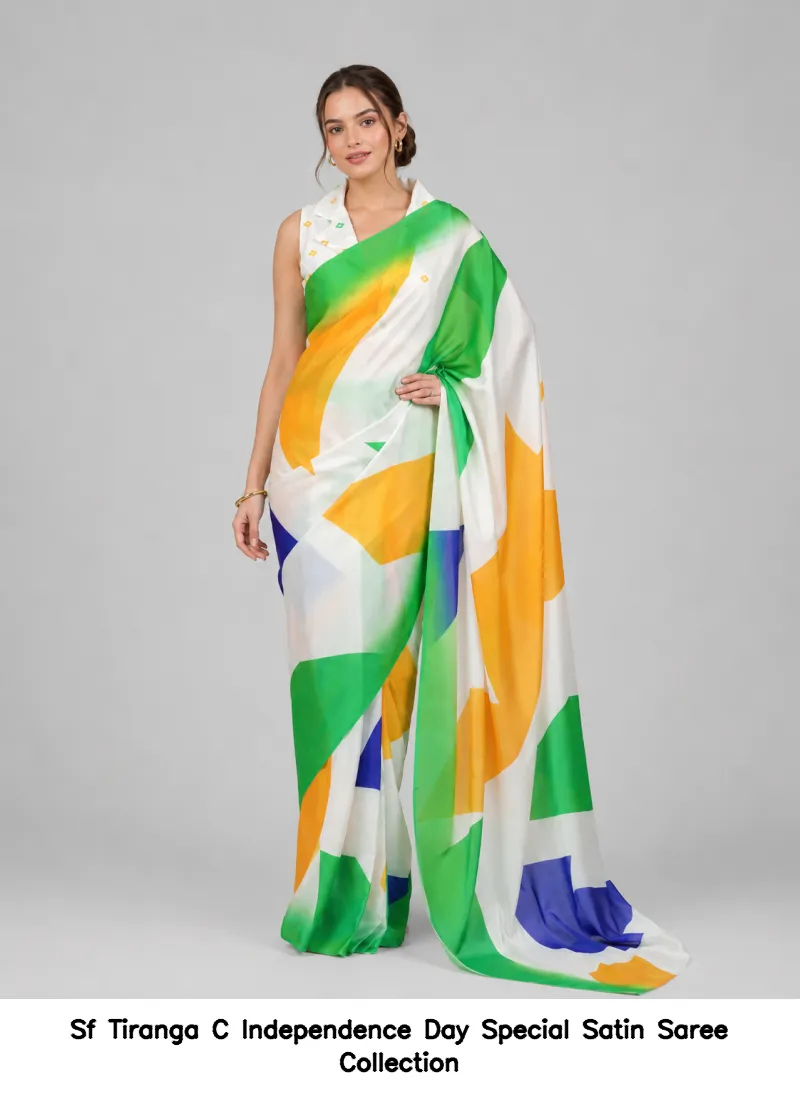 Sf Tiranga C Independence Day Special Satin Saree Collection - Image 4