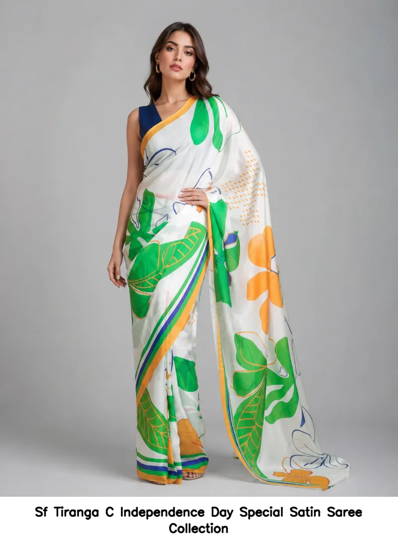 Sf Tiranga C Independence Day Special Satin Saree Collection - Image 5