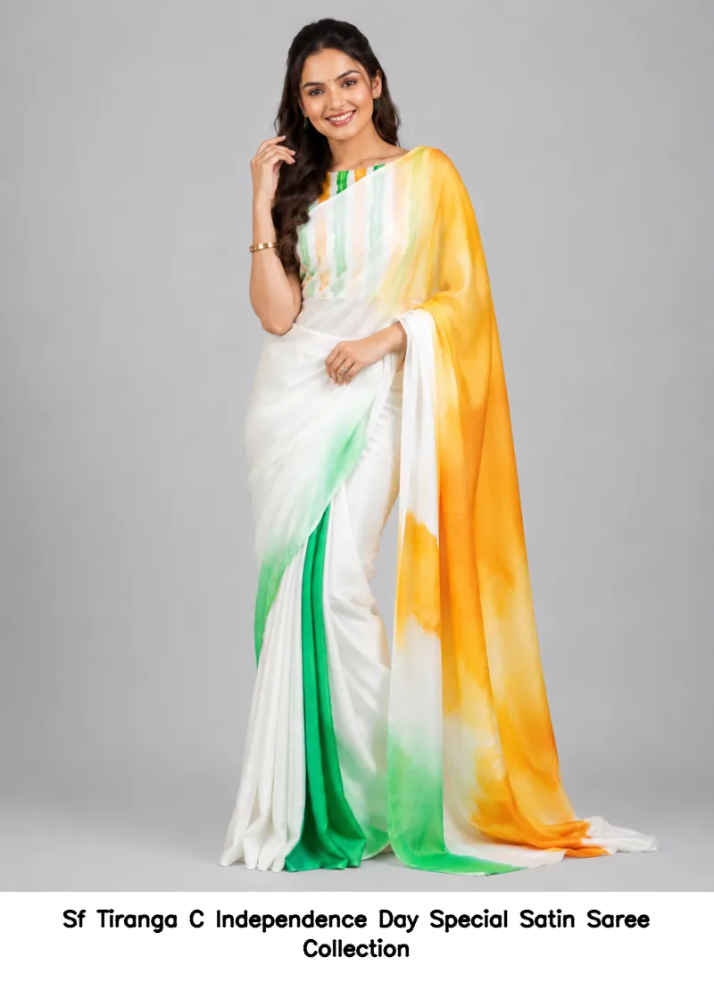 Sf Tiranga C Independence Day Special Satin Saree Collection - Image 6