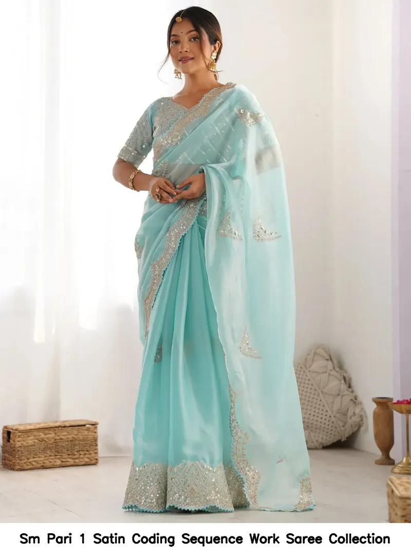 Sm Pari 1 Satin Coding Sequence Work Saree Collection - Image 11