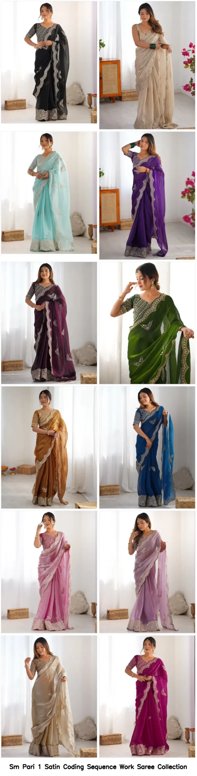 Sm Pari 1 Satin Coding Sequence Work Saree Collection - Image 2