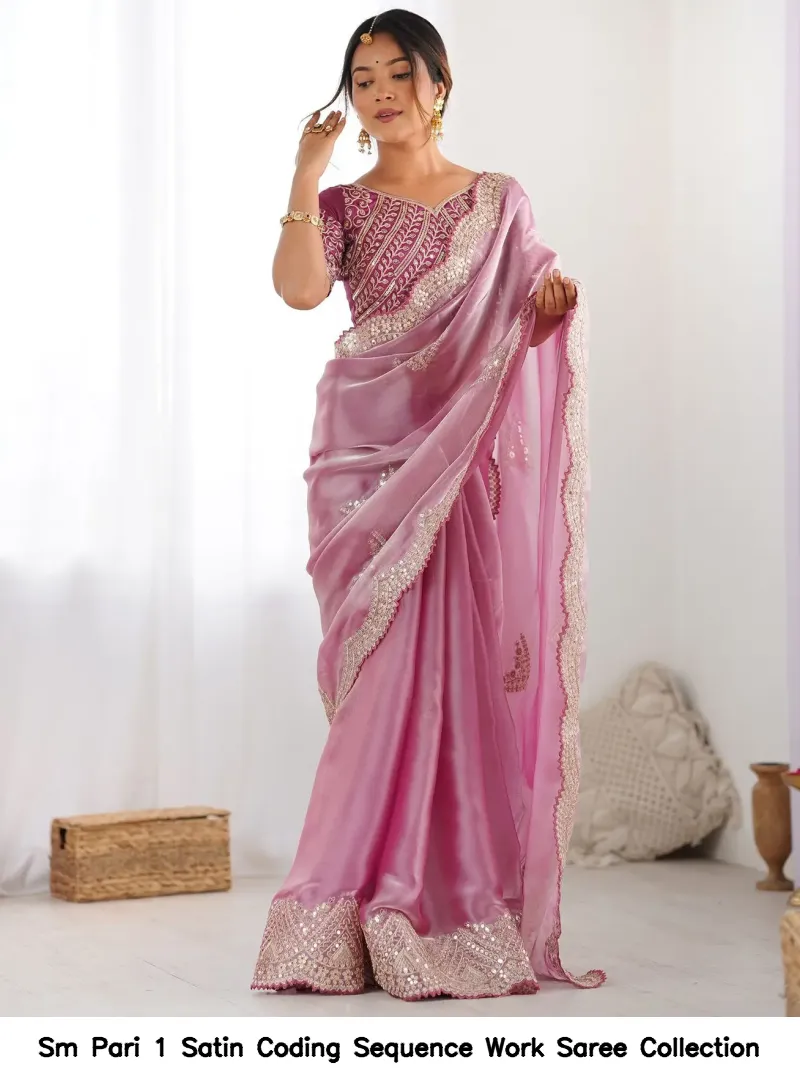 Sm Pari 1 Satin Coding Sequence Work Saree Collection - Image 8