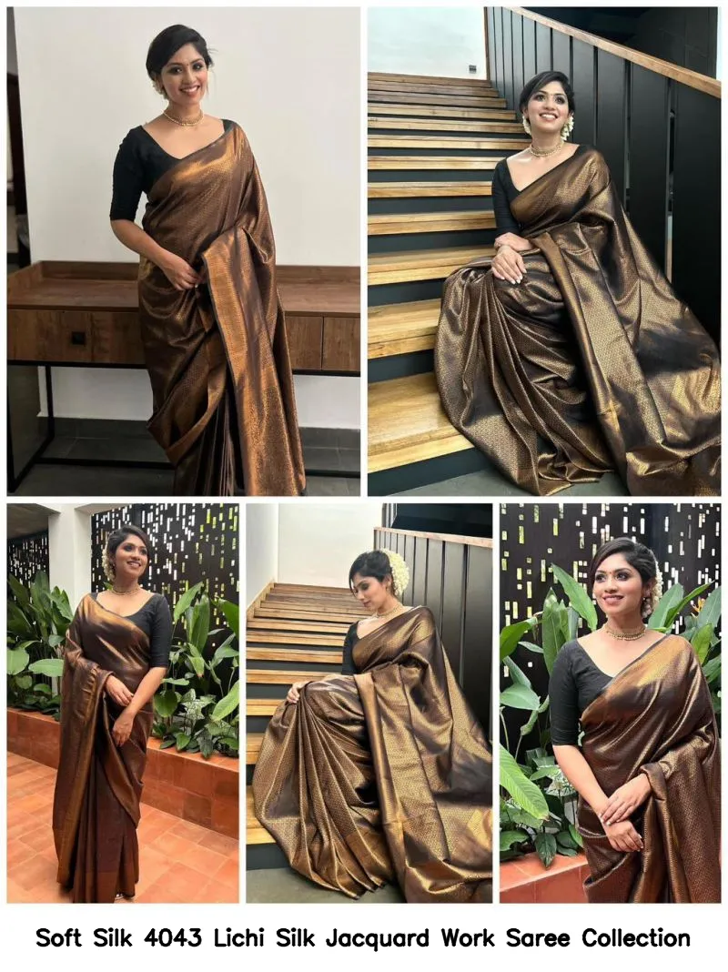 Soft Silk 4043 Lichi Silk Jacquard Work Saree Collection - Image 10