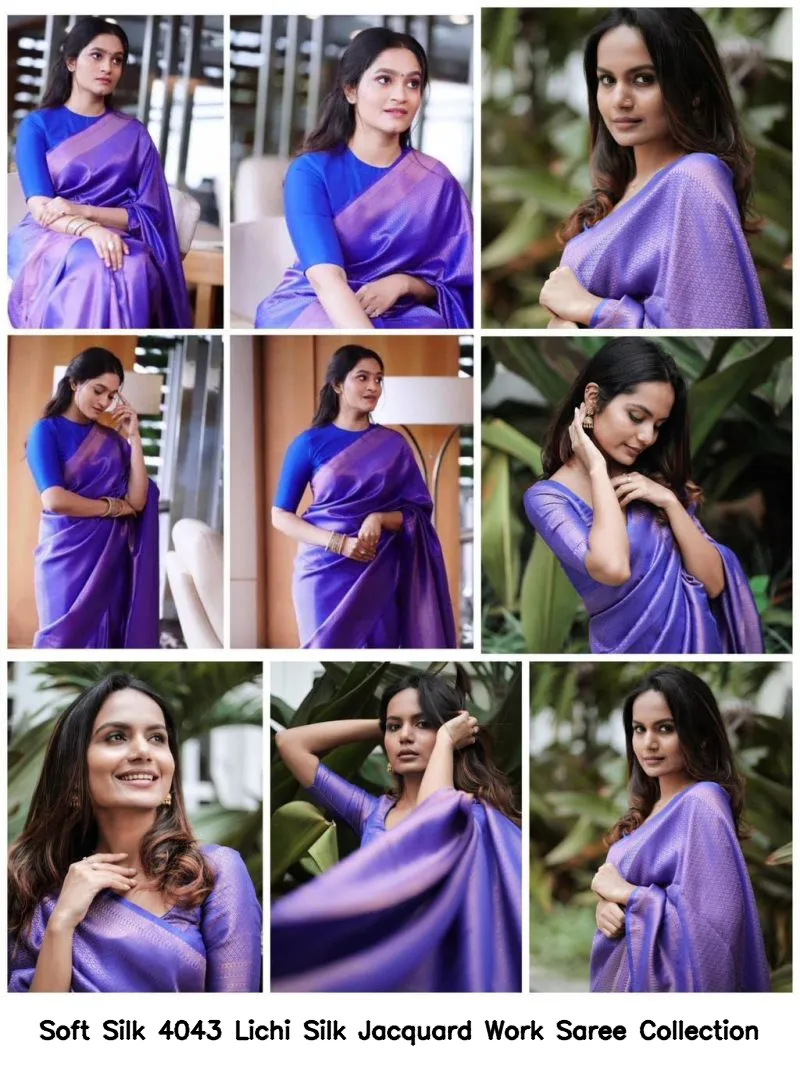 Soft Silk 4043 Lichi Silk Jacquard Work Saree Collection - Image 6