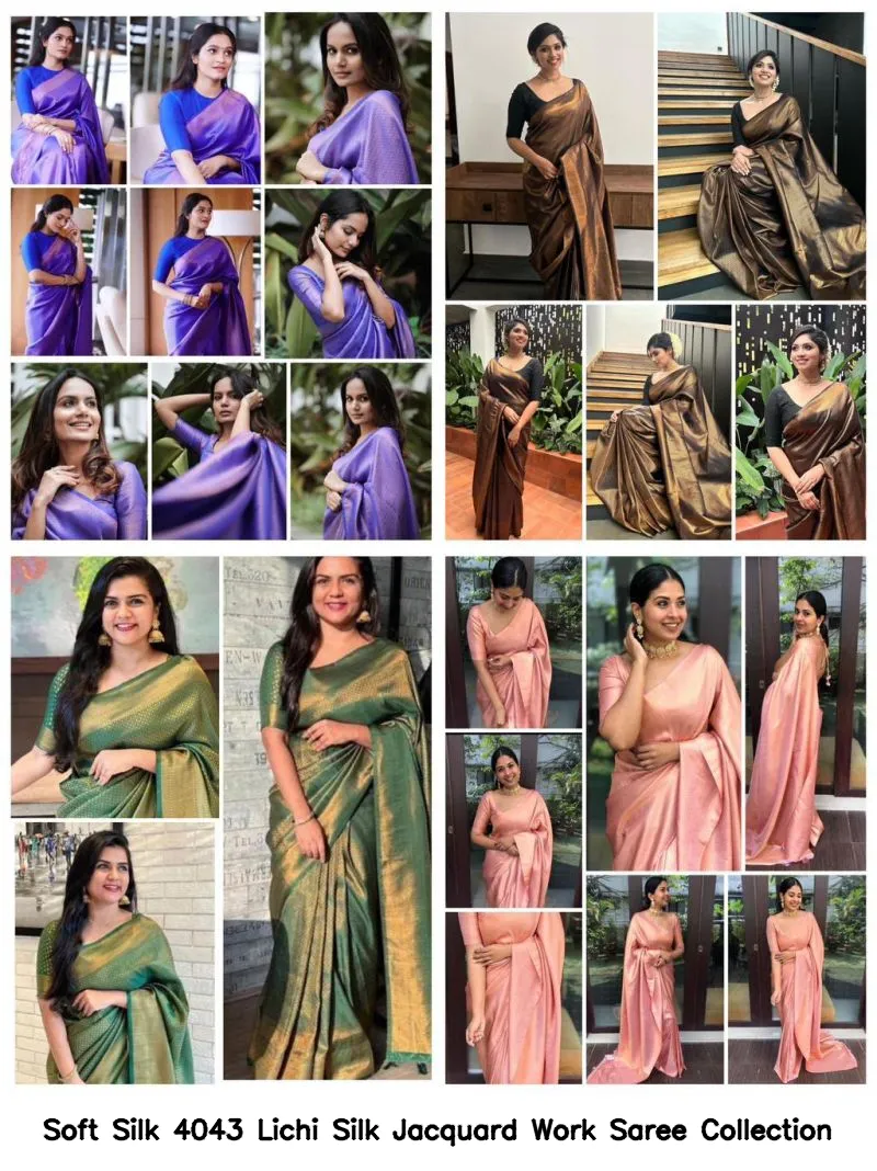 Soft Silk 4043 Lichi Silk Jacquard Work Saree Collection - Image 7