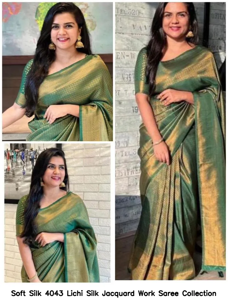 Soft Silk 4043 Lichi Silk Jacquard Work Saree Collection - Image 8