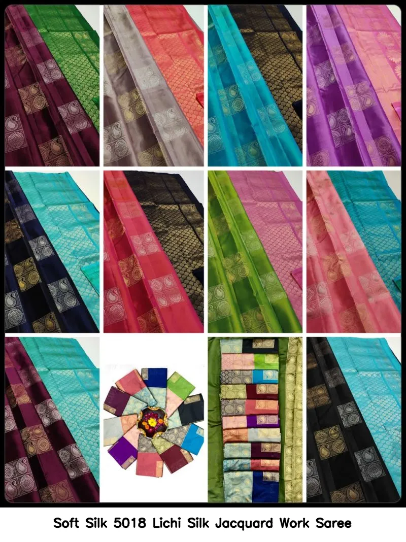 Soft Silk 5018 Lichi Silk Jacquard Work Saree - Image 10