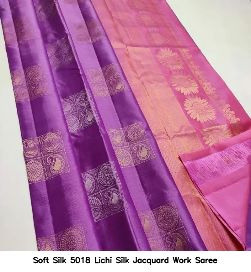 Soft Silk 5018 Lichi Silk Jacquard Work Saree - Image 12