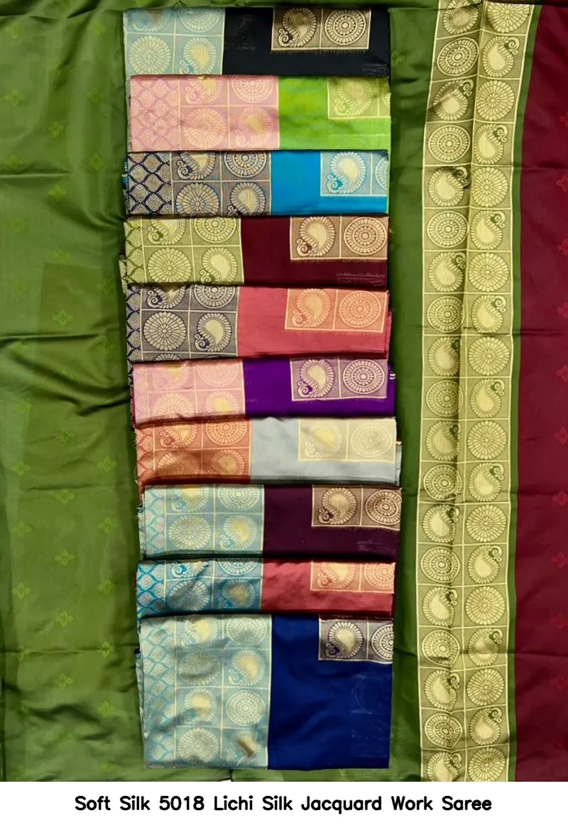 Soft Silk 5018 Lichi Silk Jacquard Work Saree - Image 13