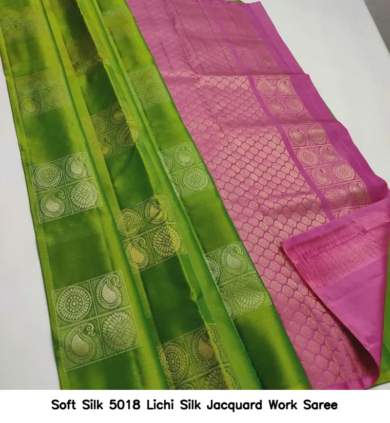 Soft Silk 5018 Lichi Silk Jacquard Work Saree - Image 5