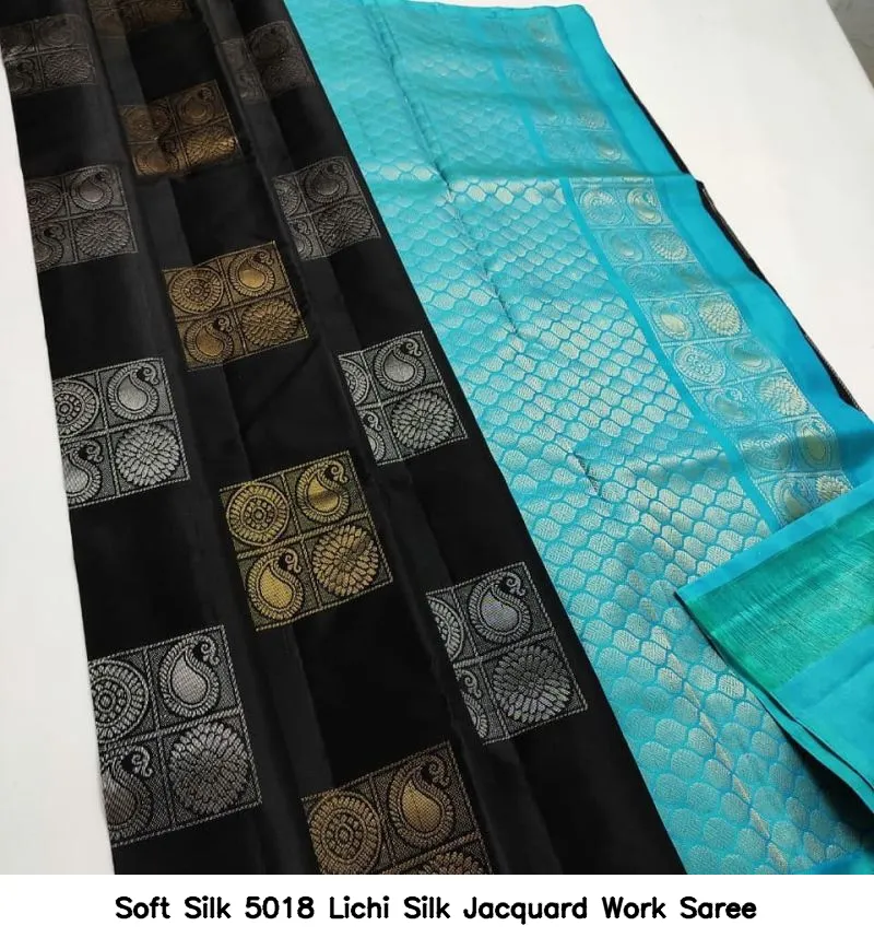 Soft Silk 5018 Lichi Silk Jacquard Work Saree - Image 8
