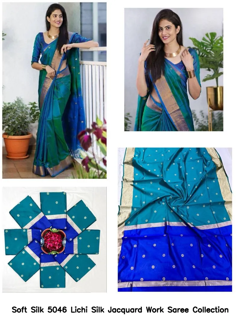 Soft Silk 5046 Lichi Silk Jacquard Work Saree Collection - Image 10