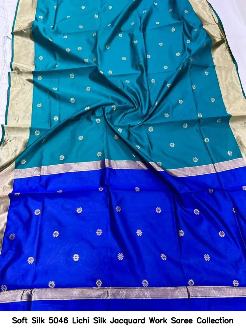 Soft Silk 5046 Lichi Silk Jacquard Work Saree Collection - Image 2