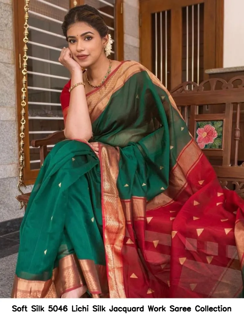 Soft Silk 5046 Lichi Silk Jacquard Work Saree Collection - Image 3