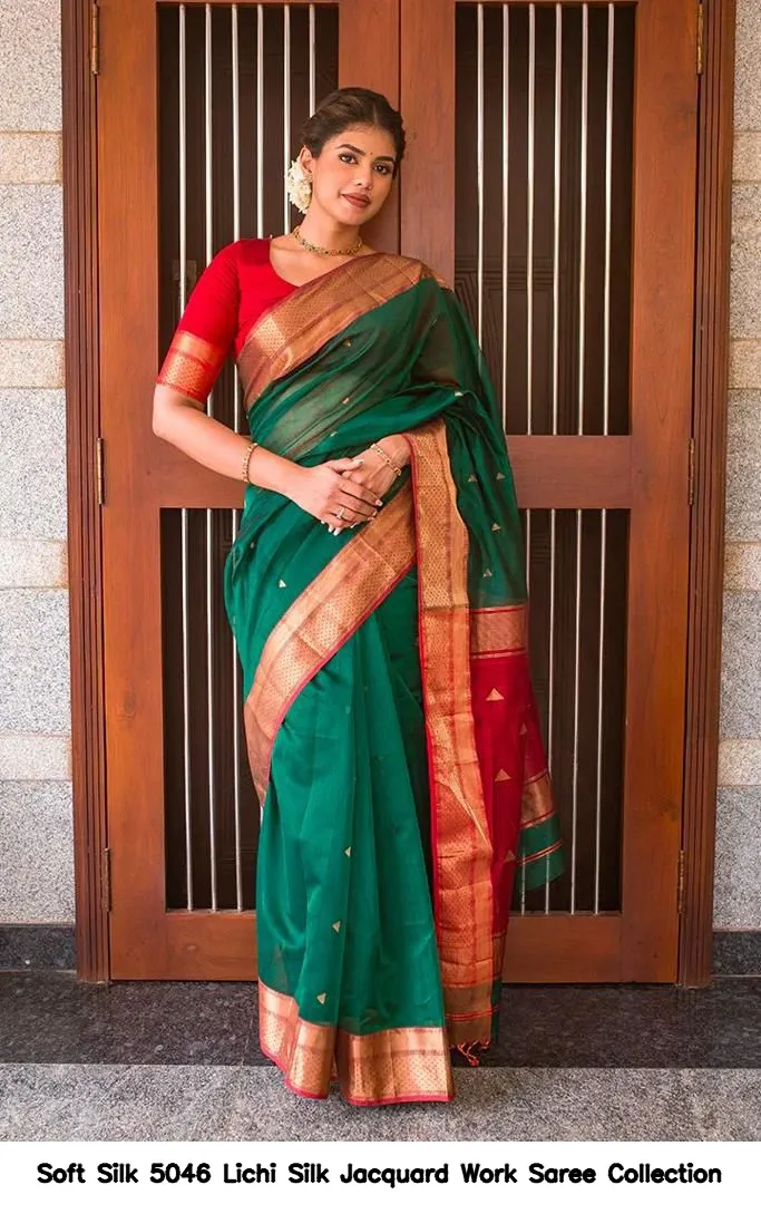 Soft Silk 5046 Lichi Silk Jacquard Work Saree Collection - Image 4