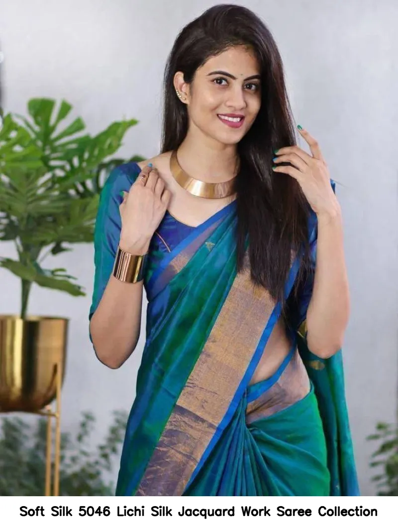 Soft Silk 5046 Lichi Silk Jacquard Work Saree Collection - Image 5