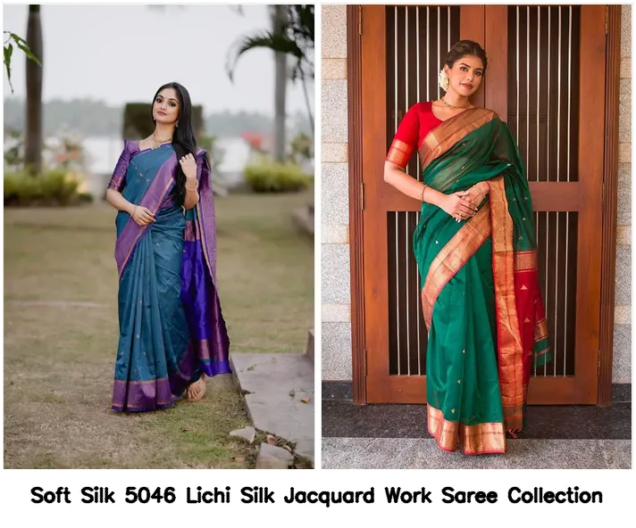 Soft Silk 5046 Lichi Silk Jacquard Work Saree Collection - Image 6