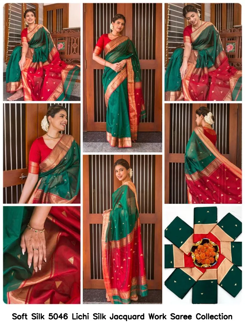 Soft Silk 5046 Lichi Silk Jacquard Work Saree Collection - Image 8