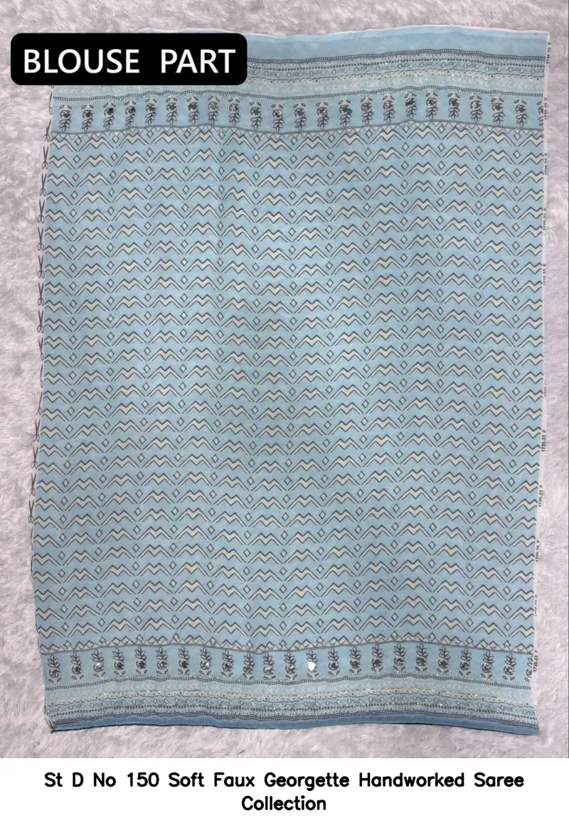 St D No 150 Soft Faux Georgette Handworked Saree Collection - Image 7