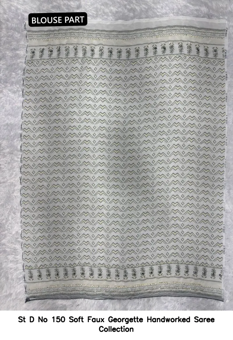 St D No 150 Soft Faux Georgette Handworked Saree Collection - Image 9