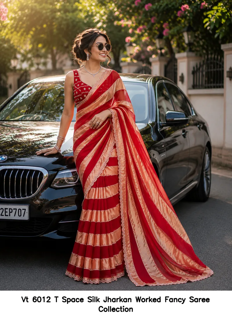Vt 6012 T Space Silk Jharkan Worked Fancy Saree Collection - Image 11