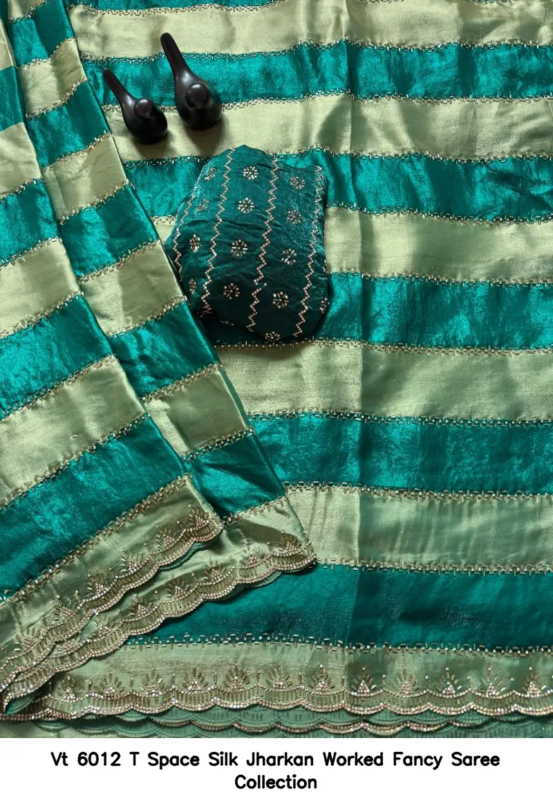 Vt 6012 T Space Silk Jharkan Worked Fancy Saree Collection - Image 2