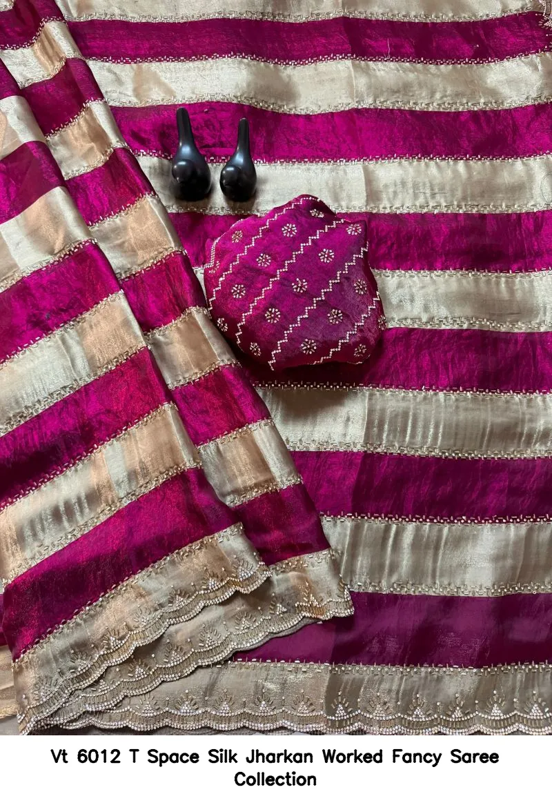 Vt 6012 T Space Silk Jharkan Worked Fancy Saree Collection - Image 7