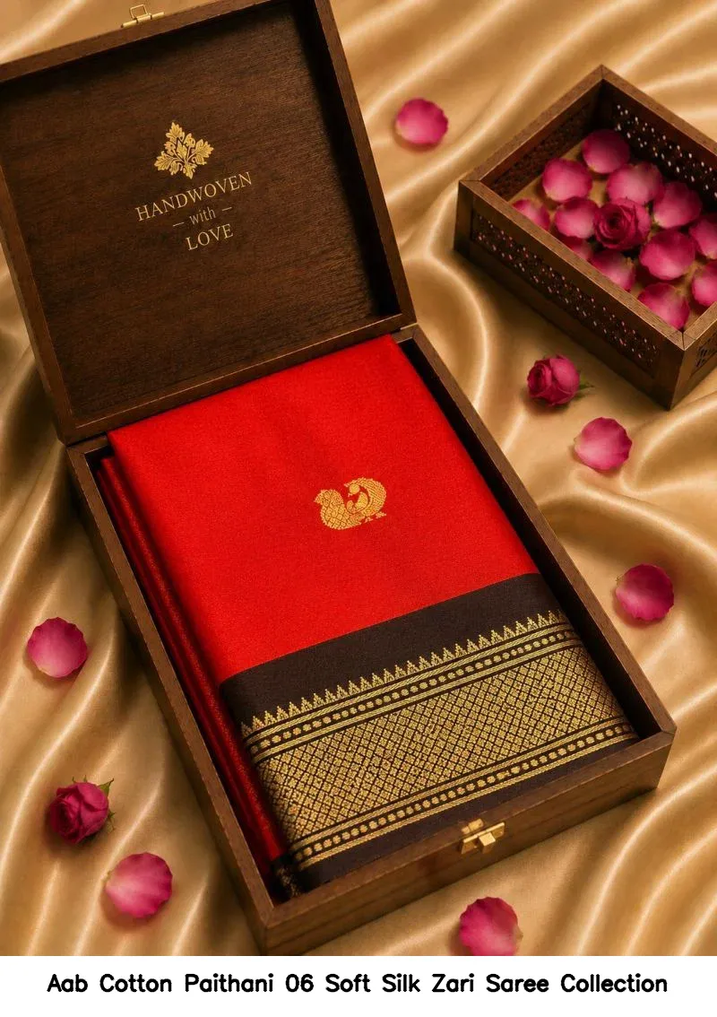 Aab Cotton Paithani 06 Soft Silk Zari Saree Collection