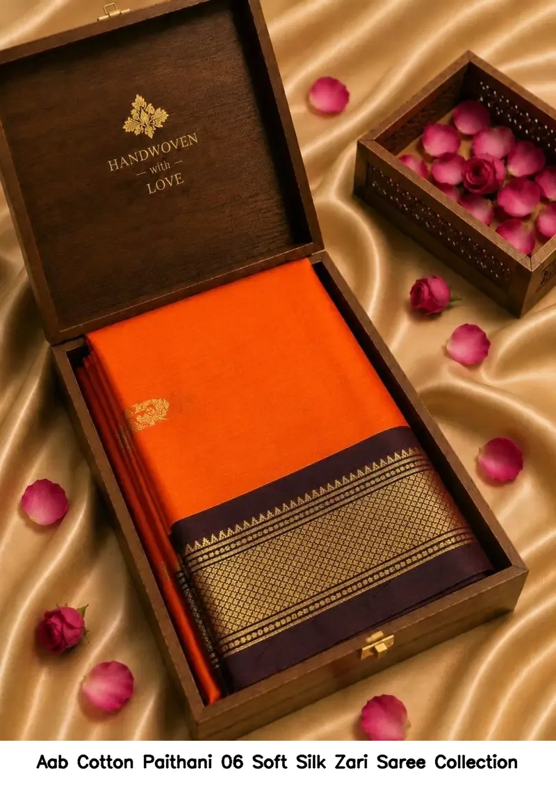 Aab Cotton Paithani 06 Soft Silk Zari Saree Collection - Image 10