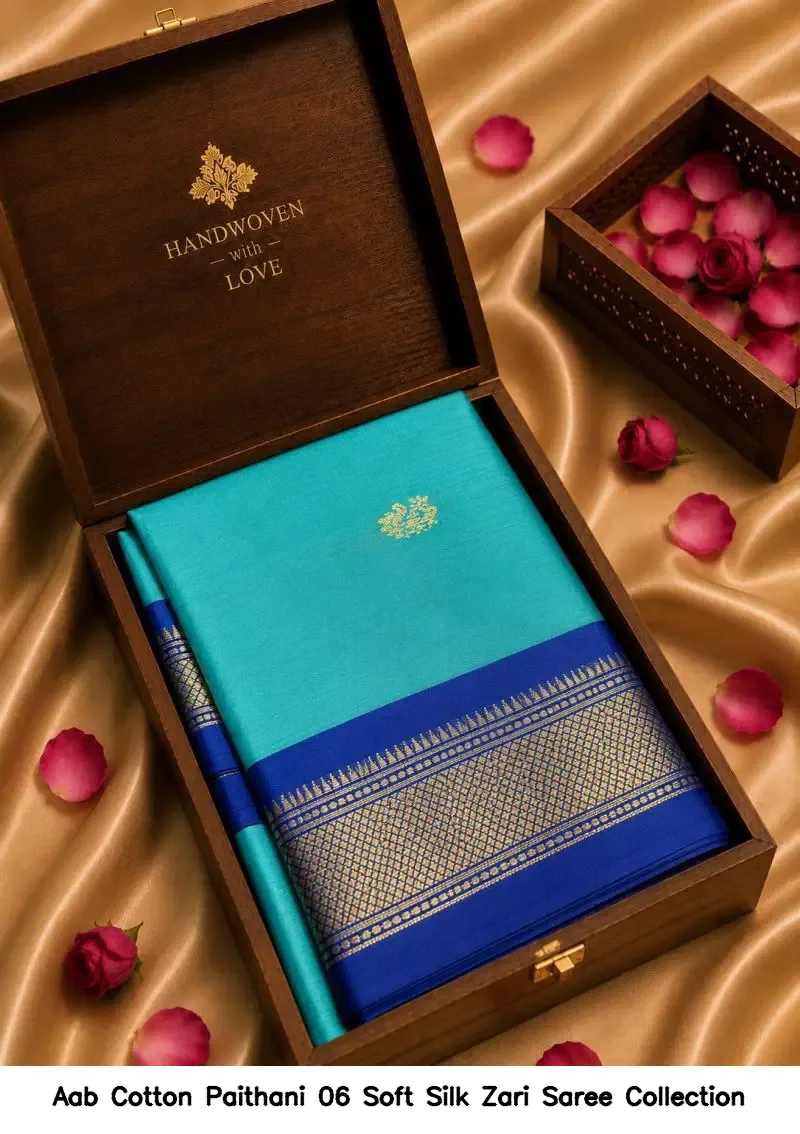 Aab Cotton Paithani 06 Soft Silk Zari Saree Collection - Image 11