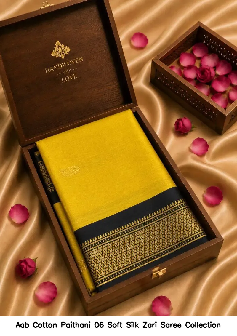 Aab Cotton Paithani 06 Soft Silk Zari Saree Collection - Image 12