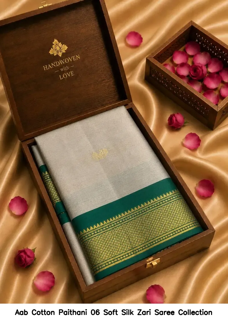 Aab Cotton Paithani 06 Soft Silk Zari Saree Collection - Image 14