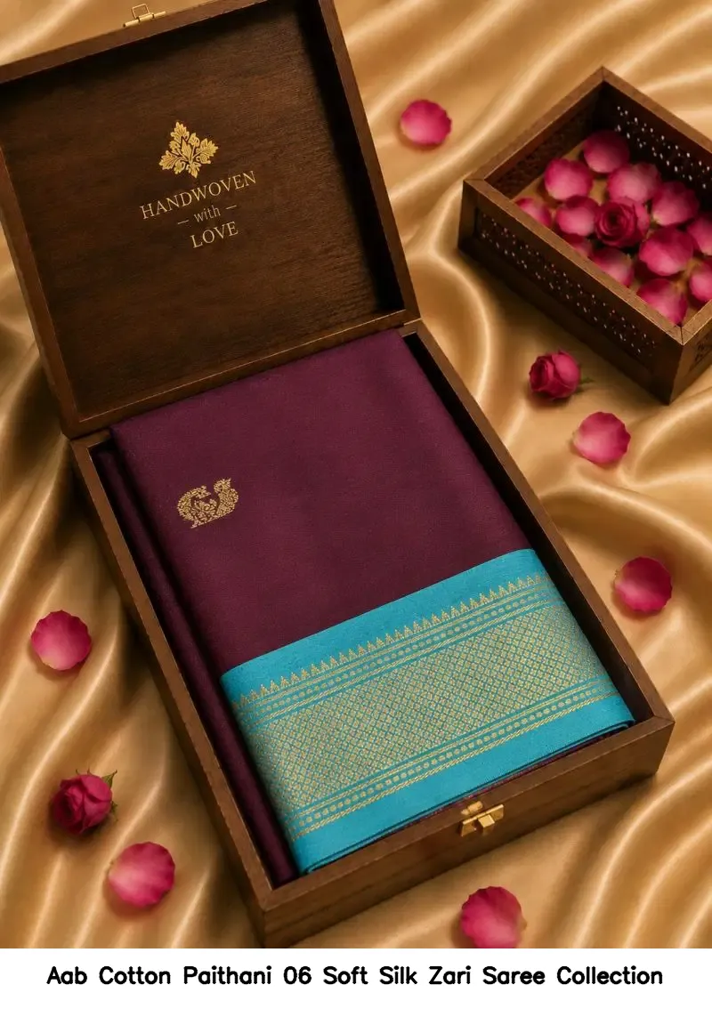 Aab Cotton Paithani 06 Soft Silk Zari Saree Collection - Image 15