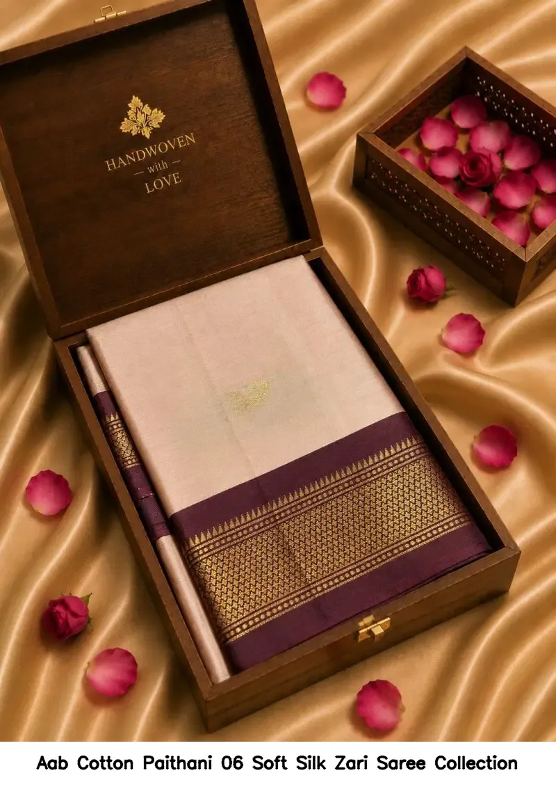 Aab Cotton Paithani 06 Soft Silk Zari Saree Collection - Image 2