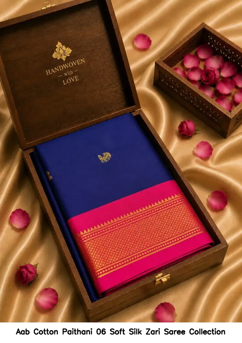Aab Cotton Paithani 06 Soft Silk Zari Saree Collection - Image 6
