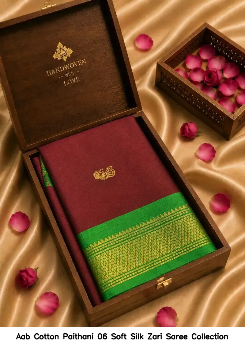Aab Cotton Paithani 06 Soft Silk Zari Saree Collection - Image 7