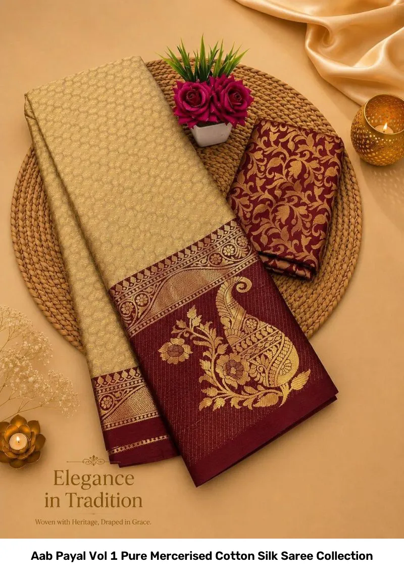 Aab Payal Vol 1 Pure Mercerised Cotton Silk Saree Collection - Image 3