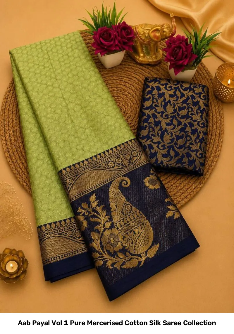 Aab Payal Vol 1 Pure Mercerised Cotton Silk Saree Collection - Image 5