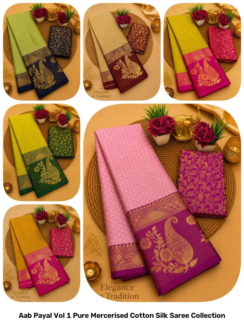 Aab Payal Vol 1 Pure Mercerised Cotton Silk Saree Collection - Image 6