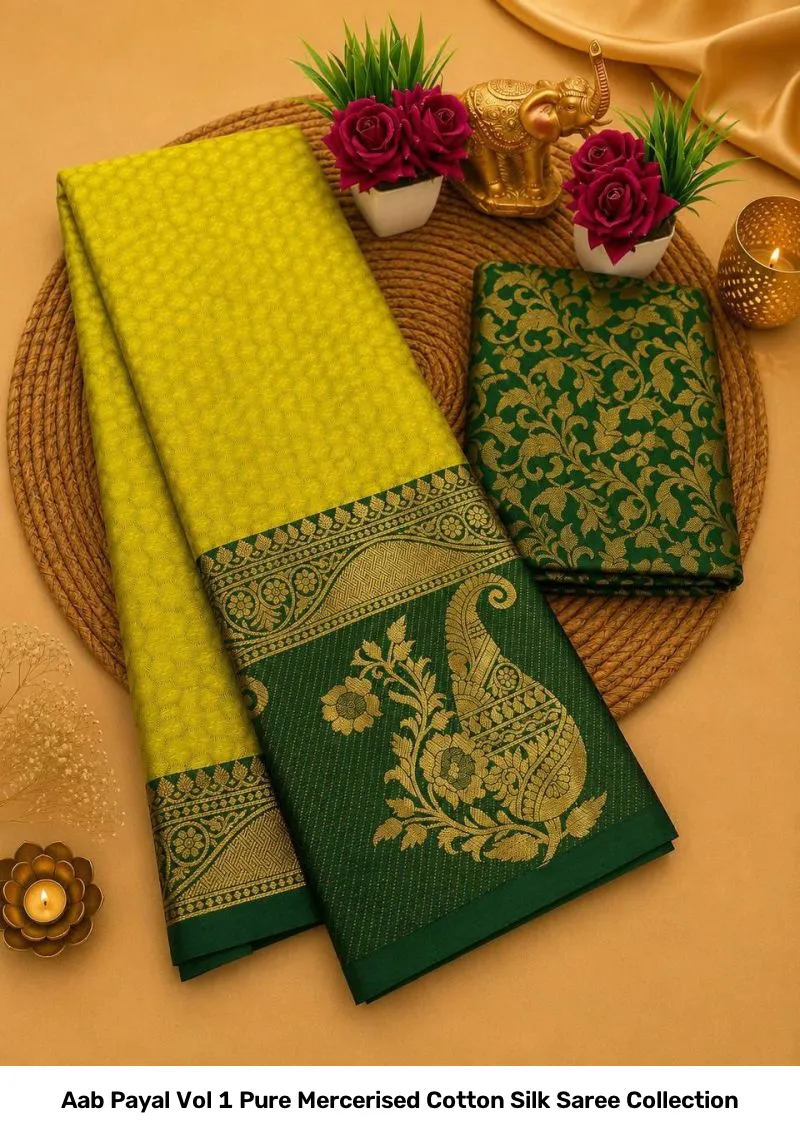 Aab Payal Vol 1 Pure Mercerised Cotton Silk Saree Collection - Image 7