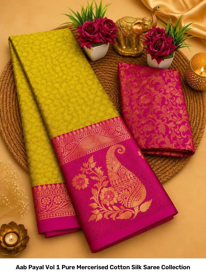 Aab Payal Vol 1 Pure Mercerised Cotton Silk Saree Collection - Image 8
