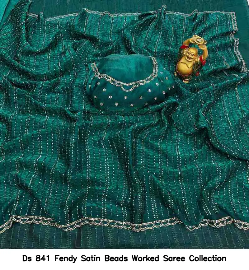 Ds 841 Fendy Satin Beads Worked Saree Collection - Image 10